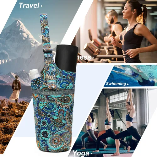 Miniatura 5 de IwIeIaIrI Bolsa para esterilla de yoga para mujeres con bolsillo grande y bolsillo con cierre, accesorios para regalos de yoga con correa de hombro