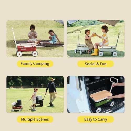 Miniatura 5 de kidpop PULA-Wild Vagón de Arrastre 3 en 1 para Niños, Andador de Empuje para Niños Pequeños de 2.5 a 8 años, Cubierta de Madera Extraíble y Manubrio