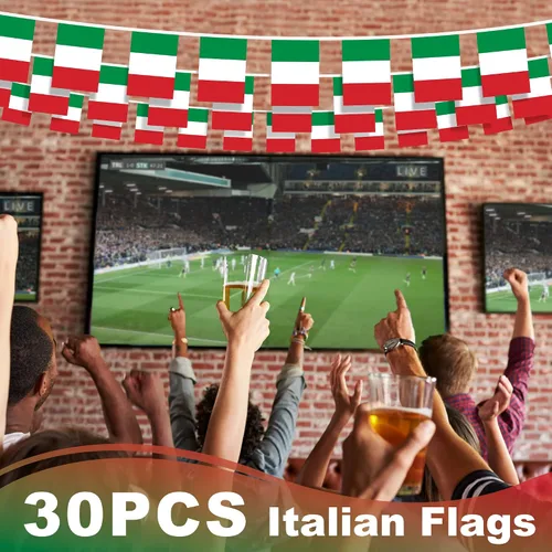 Miniatura 5 de Bandera de cuerda de Italia, pequeña mini bandera de escarapela italiana, decoración nacional del país para escuela, fiesta, eventos deportivos