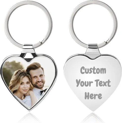 Easycosy Llavero personalizado con texto de imagen, llavero grabado personalizado, regalos de fotos personalizados para hombres, mujeres y familia
