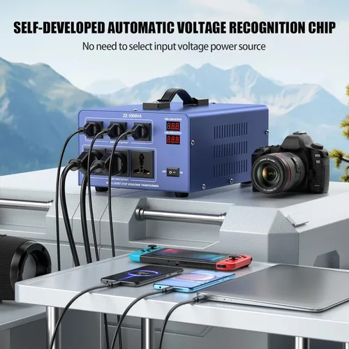Miniatura 3 de Transformador Automático Convertidor de Voltaje de 5000W, Transformador Convertidor de Potencia de Alta Resistencia con Paso Hacia Arriba/Hacia