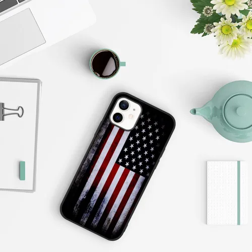 Miniatura 6 de Funda compatible con iPhone 12/12 Pro, patrón de bandera estadounidense, parte trasera de policarbonato duro, lados de TPU suave, protección a
