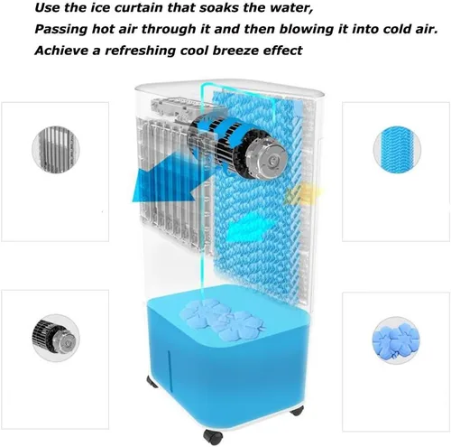 Miniatura 4 de Ventilador de refrigeración por evaporación, con control remoto, enfriador de aire portátil sin aspas, ventilador eléctrico y humidificador