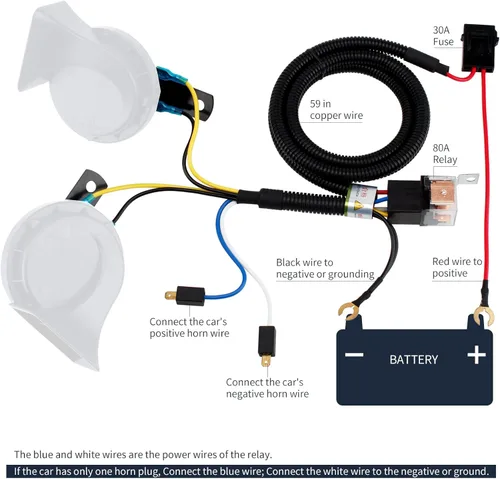 Miniatura 6 de FARBIN Bocina compacta de 12 V, bocinas de coche ruidosas de doble tono, impermeables, kit de bocina de caracol eléctrica con arnés de relé, cuerno