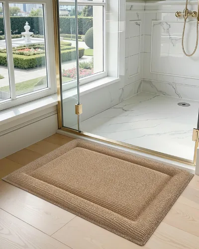 Miniatura 7 de DEXI Tapete de baño de espuma viscoelástica de 24 x 17 pulgadas, tapete de baño de felpilla suave y absorbente, antideslizante, de secado rápido