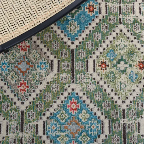 Miniatura 6 de SAFAVIEH Madison Collection - Alfombra de pasillo de 2 pies 2 pulgadas x 6 pies, color verde y beige, diseño bohemio de diamante, no desprende