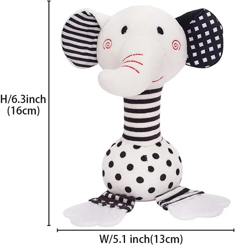 Miniatura 2 de D-KINGCHY Juguetes para bebés de 0 a 12 meses, juguetes para recién nacidos en blanco y negro, juguete de peluche suave con mordedor y sonido