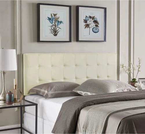 Naomi Home Jessenia - Cabecera capitonada ajustable tapizada de lino con superficie acolchada, soporte de pared o marco de cama, color crema