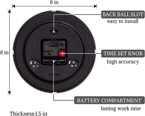Miniatura 3 de SAC SMARTEN ARTS Reloj de pared silencioso con pilas, para niños, color blanco, sin tictac, fácil de leer, para baño, cocina, sala de estar, 02