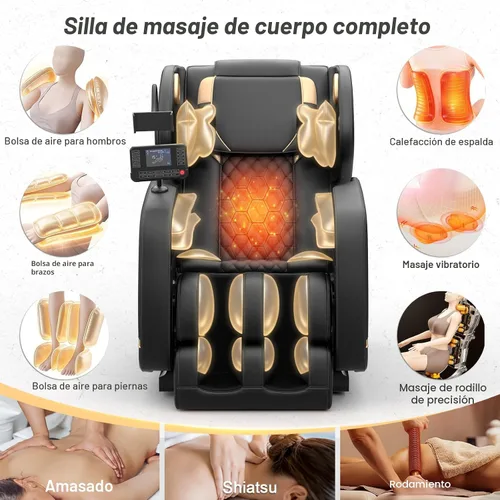 Miniatura 3 de Megashock SL Track 2026 Silla de masaje de cuerpo completo, silla de masaje de gravedad cero con calor trasero, 12 rodillos fijos, masaje de pies