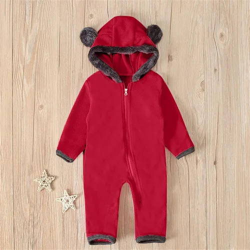 Miniatura 2 de Enterizo de otoño e invierno para bebé, recién nacido, con capucha, forro polar, manga larga, con pies, ropa de abrigo