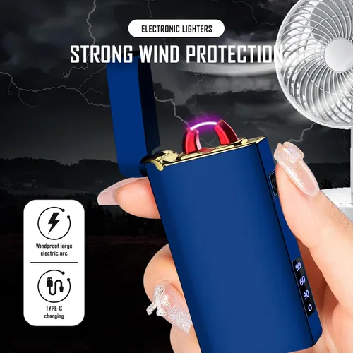 Miniatura 2 de SKRFIRE Encendedor USB resistente al viento – Arco eléctrico de alta potencia, encendedor de plasma recargable con linterna multimodo y pantalla