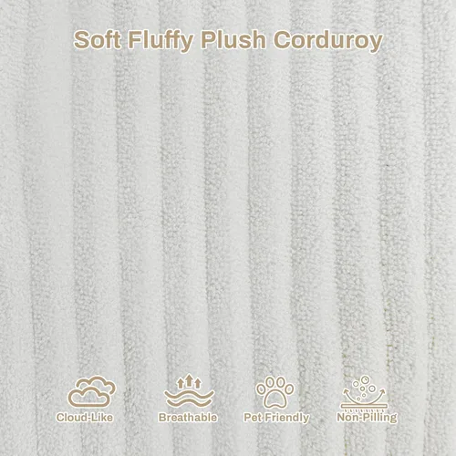 Miniatura 7 de DAMAIFROM Sofá cama convertible con almohada cilíndrica, sofá cama plegable de pana con marco de forma fija, sofá modular de suelo para sala de Beige