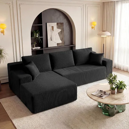 Miniatura 20 de Sofás seccionales sin hueso de 106 pulgadas para sala de estar, sofá modular en forma de U con asiento profundo, otomana extraíble, sofá de 4 plazas