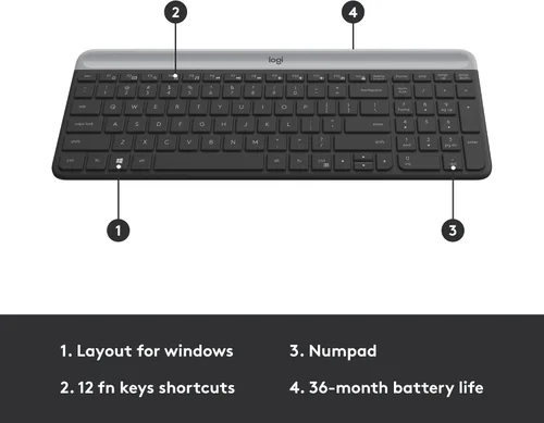 Miniatura 7 de Logitech MK470 - Combo de teclado y mouse inalámbricos delgados - Diseño compacto moderno, ultra silencioso, receptor USB de 2.4 GHz, conectividad