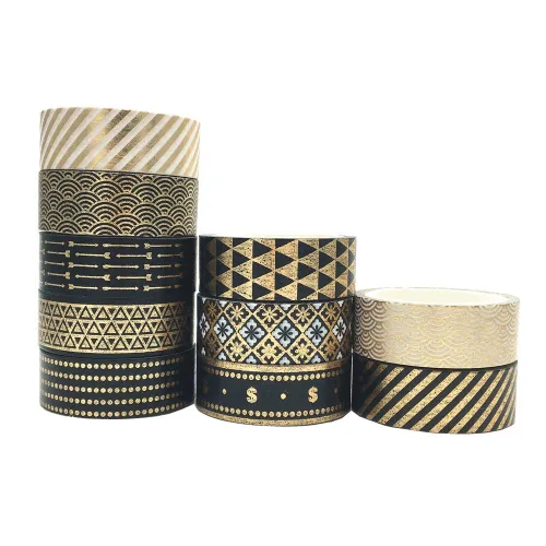 Miniatura 3 de VIVIQUEN Juego de cintas washi doradas de 0.59 pulgadas (0.591 in), paquete decorativo para álbumes de recortes, manualidades, envoltura de regalos