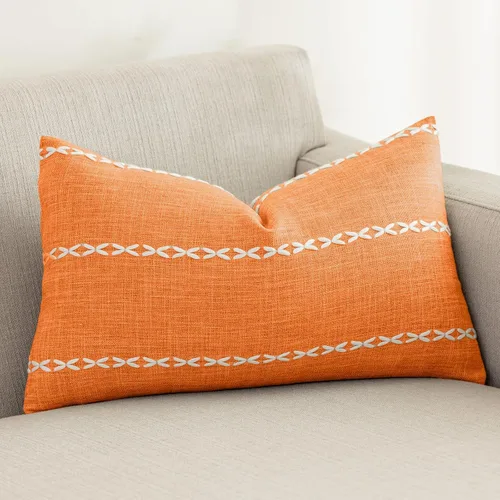 Miniatura 19 de vctops Funda de Almohada Decorativa de Algodón y Lino con Celosía Rústica Funda de Cojín Lumbar con Bordado Funda de Almohada para Sofá Dormitorio
