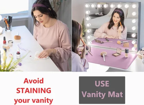 Miniatura 4 de Alfombrilla de maquillaje para protector superior de tocador, cubierta de mesa de trabajo, impermeable, a prueba de aceite, a prueba de polvo, suave
