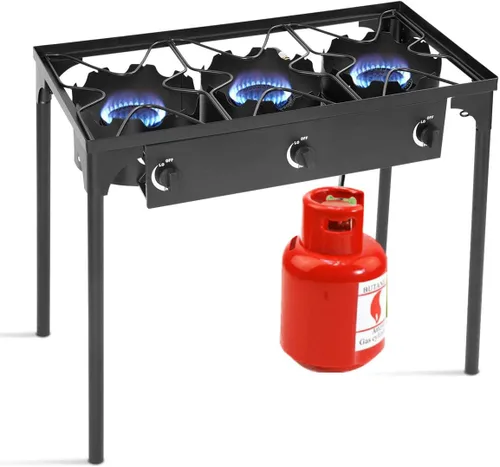 Miniatura 9 de Happygrill Estufa de campamento individual para exteriores, estufa de campamento de gas propano de alta presión con patas desmontables, salida