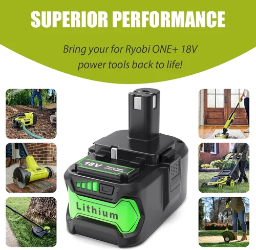 Miniatura 6 de Batería de repuesto 6Ah para Ryobi 18V: 2 paquetes de baterías de iones de litio compatibles con ONE+ P108 P102 P103 P104 P105 P107 P109 P122