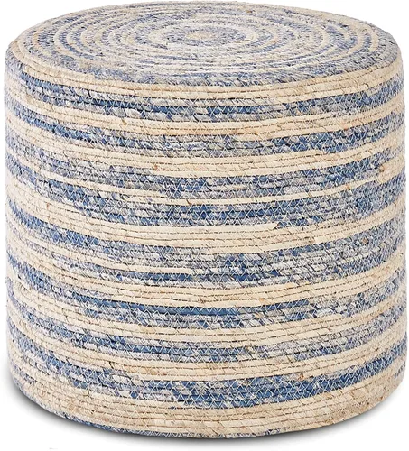 Miniatura 12 de Wimarsbon Puf Otomano de 18'', Puf Trenzado Natural, Puf de Salón Rústico Tejido a Mano, Taburete Reposapiés Boho para Dormitorio, Mesa de Acento