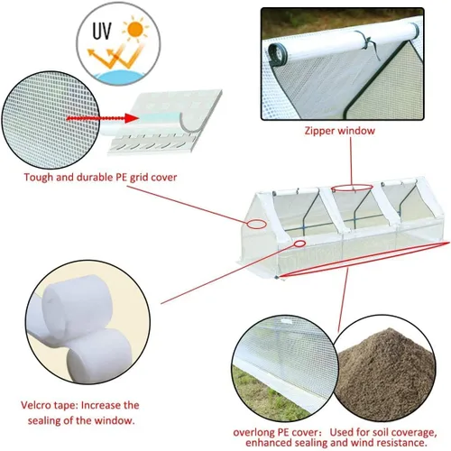 Miniatura 5 de YOLENY Mini invernadero de 95 pulgadas de ancho x 32 pulgadas de profundidad x 32 pulgadas de alto, casas verdes portátiles para invierno exterior