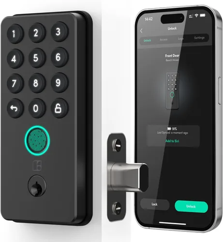 igloohome Cerradura inteligente Deadbolt Go con huella digital, llaves digitales, códigos PIN remotos, puente WiFi (se vende por separado), probado