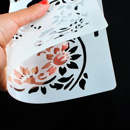 Miniatura 3 de Plantilla decorativa de plumas de mandala para álbumes de recortes, pintura en paredes, muebles y manualidades (tamaño A2)