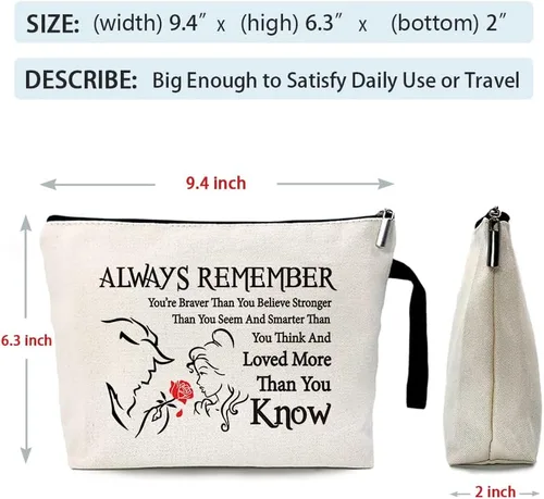Miniatura 4 de Beauty Beast Story - Bolsa de cosméticos divertida para artículos de aseo de viaje, bolsa de almacenamiento con cremallera, bolsa de maquillaje