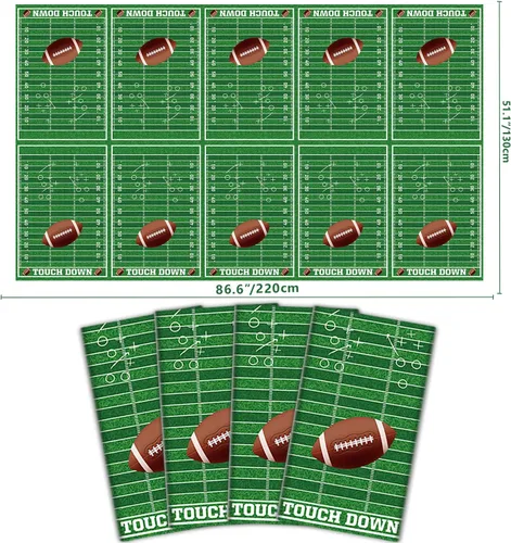 Miniatura 2 de Manteles de fútbol, paquete de 4 fundas rectangulares para mesa de fútbol, para el día del juego, campo de fútbol para decoraciones de fútbol