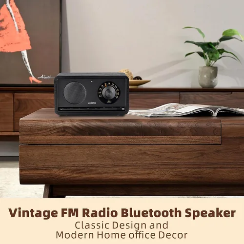 Miniatura 2 de Radio FM Portátil con Bluetooth, Altavoz Soporta SD, AUX, Cuero PU, Radio Recargable de 2600mAh para Cocina y Sala de Estar con Botón Giratorio