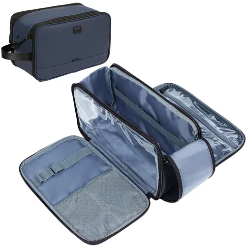 Miniatura 9 de ZEEMO Neceser de viaje para hombre, tamaño mediano, resistente al agua, doble cara, con apertura completa, organizador versátil para accesorios