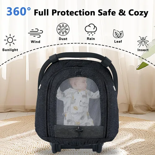 Miniatura 4 de Fairy Baby Funda de asiento de automóvil de invierno para asiento de automóvil con ventana de malla (negro), fundas de asiento de automóvil cálidas
