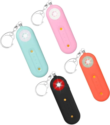 Llavero de alarma de seguridad personal para mujeres, llavero de autodefensa fuerte de 130 dB con luz estroboscópica LED, dispositivos de sirena