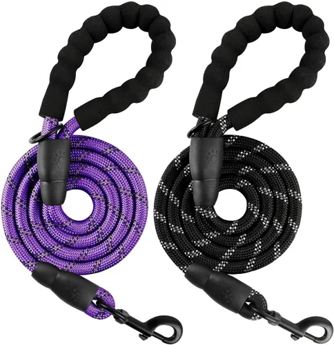Miniatura 33 de BARKBAY Correas de perro para perros grandes, correa resistente de 4/5/6 pies con cómodo mango acolchado e hilos altamente reflectantes para perros