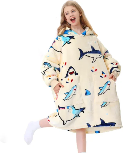 Miniatura 29 de Aemicion - Manta con capucha tipo sudadera tamaño grande, vellón Sherpa con mangas y bolsillo, unisex para adultos, ideal para hogar, oficina