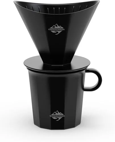 Juego de cafetera, gotero de café de cerámica negra con filtro de papel V60, taza de café aerodinámica de cerámica negra para cafetería, restaurante