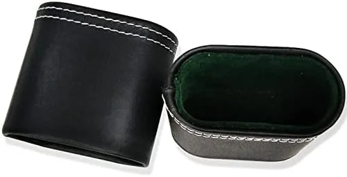 Miniatura 5 de Taza de cuero para dados de cuero negro, taza agitadora de dados portátil sin dados silenciosa agitando taza de dados para bar, KTV, póquer