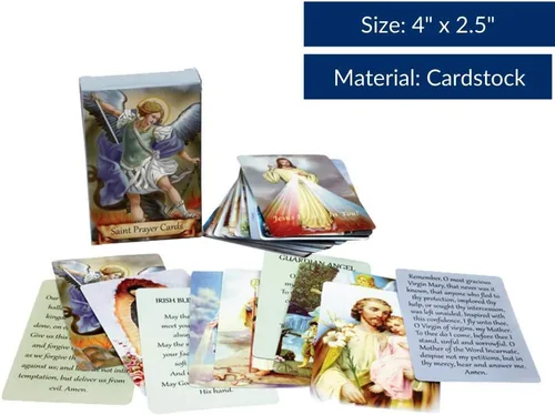 Miniatura 5 de Paquete de 54 Tarjetas Sagradas Variadas con Santos Católicos y Oraciones