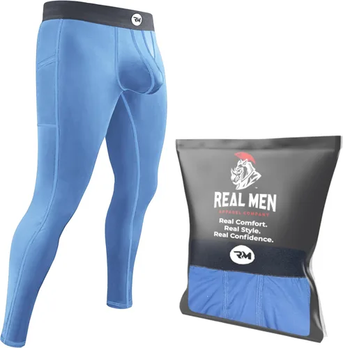 Real Men D Pouch - Pantalones de compresión para hombre, leggings para hombre, pantalones de yoga, medias, capa base para hombres clima frío