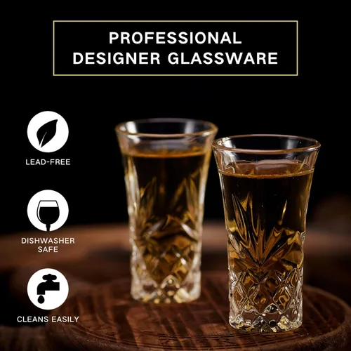 Miniatura 3 de JAIEF Vasos de tequila con base pesada, vasos cordiales de vidrio de chupito, 2 oz (24)