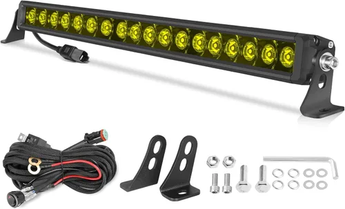 Miniatura 18 de OFFROADTOWN 8inch 120W 2pcs LED Light Bar Amber Single Row Fog Lights LED Pods Slim Offroad Driving Lights Yellow Spot Bumper Light with Wiring