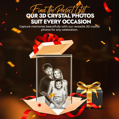 Miniatura 4 de Cristal grabado con foto 3D personalizada (rectángulo pequeño (1.96 x 3.14 x 1.96 pulgadas)