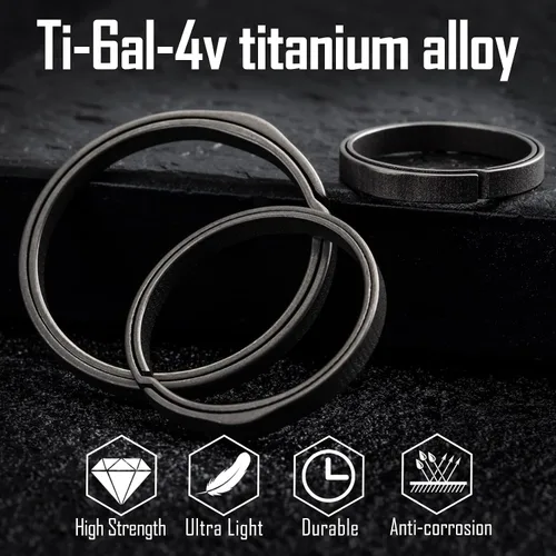 Miniatura 2 de KeyUnity Llavero para llavero, anillo dividido de titanio de 22/27/1.299 in, anillo de empuje lateral redondo plano para hombre y mujer