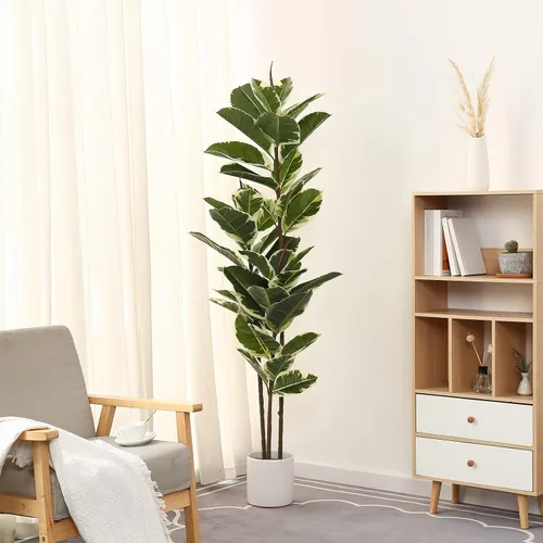 Miniatura 11 de FLOWORLD Planta de Árbol de Caucho Artificial de 43 pulgadas de Alto, Árbol de Ficus Sintético en Maceta, Decoración Tropical Falsa para Casa