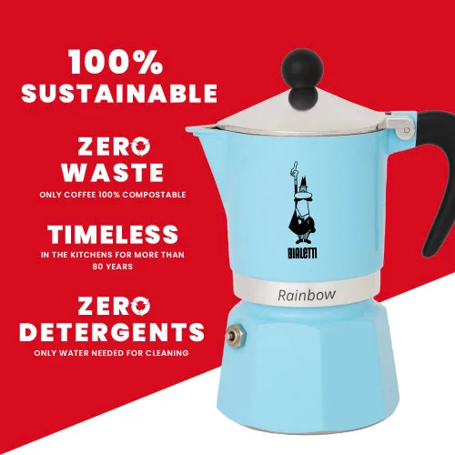 Miniatura 5 de Bialetti 5043 - Cafetera espresso arcoíris, Azul Claro