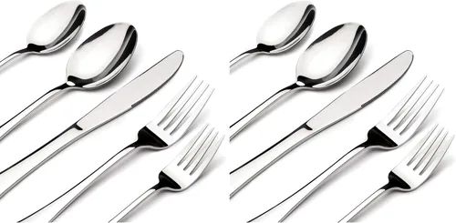 Miniatura 11 de Juego de cubiertos para 8, 40 piezas de cubiertos de acero inoxidable resistente, incluye cuchillo de carne, tenedor y cuchara, apto