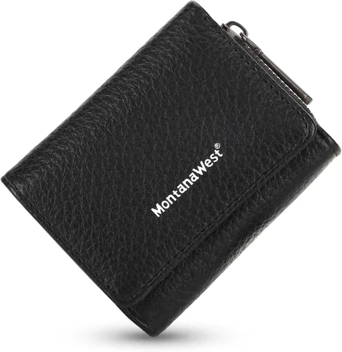Miniatura 6 de Montana West Cartera para mujer con bloqueo RFID y bolsillo para monedas con cremallera, a negro, Vintage