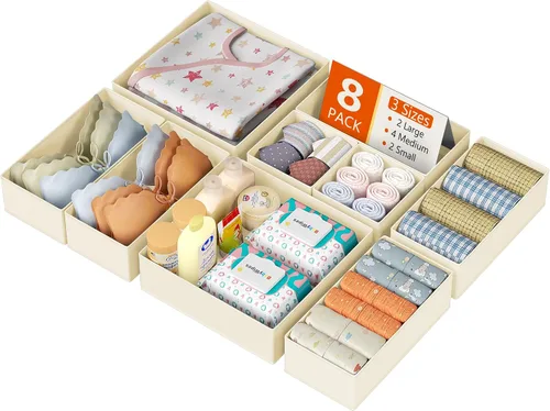 Miniatura 42 de DIMJ Organizador de cajones para ropa, paquete de 6 unidades, organizadores plegables para bebé, organizador de almacenamiento y cómoda