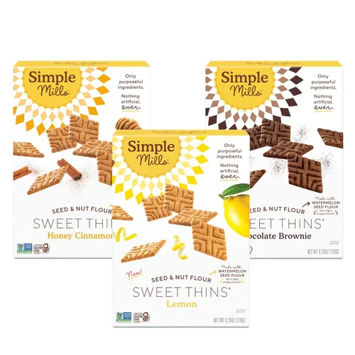 Miniatura 12 de Simple Mills Sweet Thins Cookies, harina de semillas y nueces, miel y canela, sin gluten, apto para paleo, aperitivos saludables, 4.25 onzas